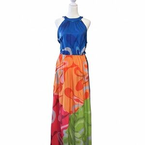 OASAP multicolor abstract halter maxi dress XL but fits more like a US Large